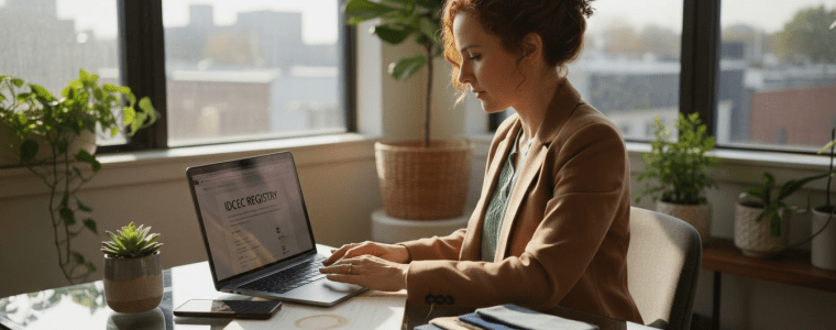 Interior Designer completes online IDCEC course.