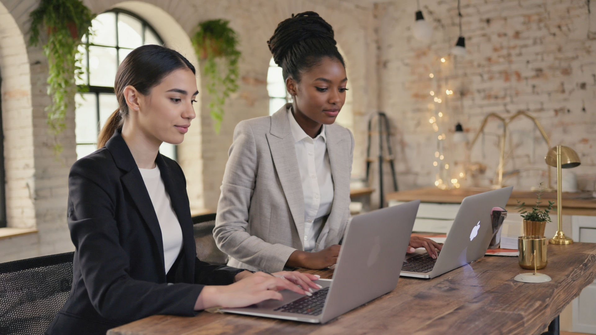 Two women architects take AIA webinar.