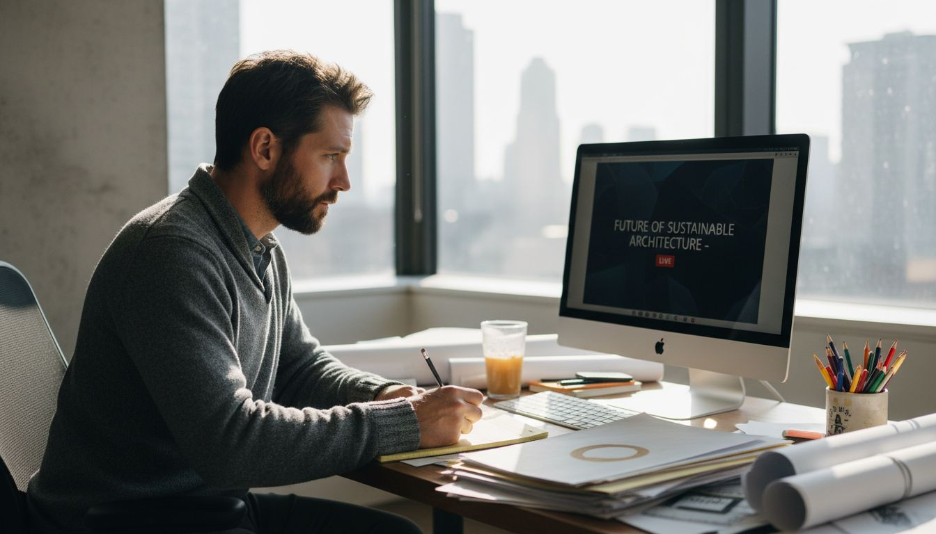Engineer sits at desk and takes RCEP webinar.